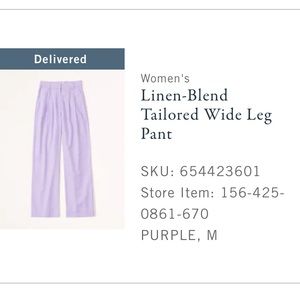 Abercrombie linen blend high rise tailored pant in PURPLE